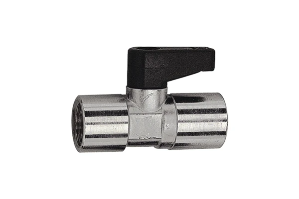 Mini-Kugelhahn; mit Drehgriff; Messing vernickelt, Rp 1/2 IG