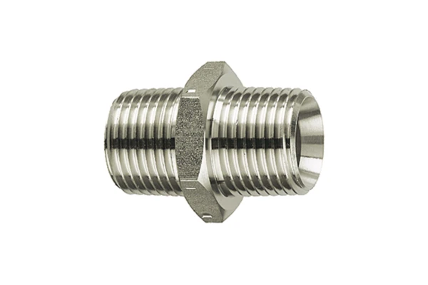 Doppelgewindenippel R 3/4 a.; R 1 1/2 a.; SW 50; Edelstahl 1.4571