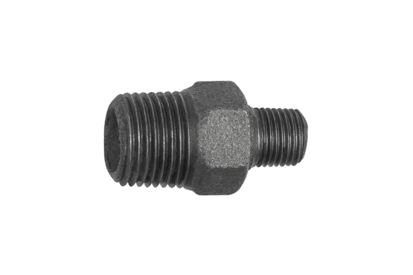 Doppelgew.nippel 245 red.; R 3/4 a.; R 3/8 a., Temperguss schwarz