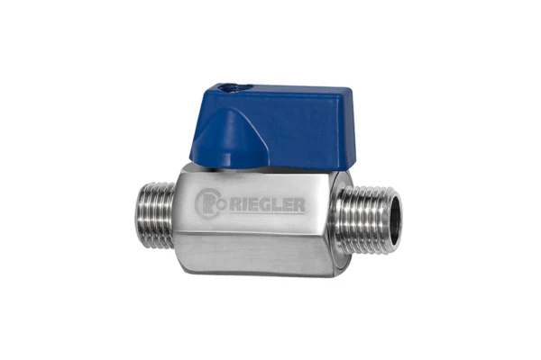 Mini-Kugelhahn; Edelstahl 1.4401; AG/AG; G 1/2, DN 15