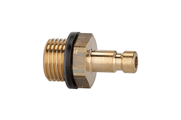 Nippel für Kupplungen NW 2,7, Messing blank, M5 AG, SW 7