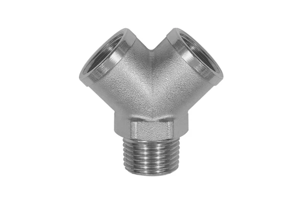 Verteiler; 2fach; R 1/4 AG; Abgänge 2 x G 1/4 IG; Messing vern.