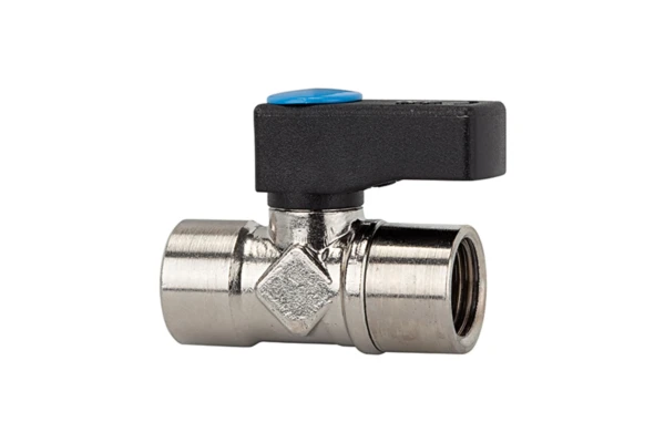 Mini-Kugelhahn; Drehgriff; Messing vern., G 1/2 IG / R 1/2 AG