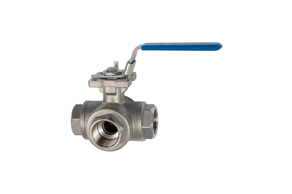3-Wege-Kugelhahn; L-Bohrung; Edelstahl 1.4408; G 3/8, DN 10