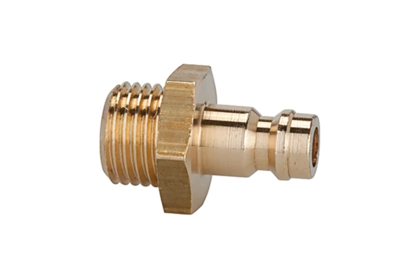 Nippel für Kupplungen NW 5, Messing blank, G 1/8 AG, SW 14