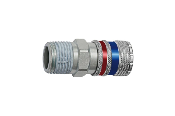 Sicherheitskupplung NW 7,6, Stahl/Messing verzinkt, R 1/4 AG