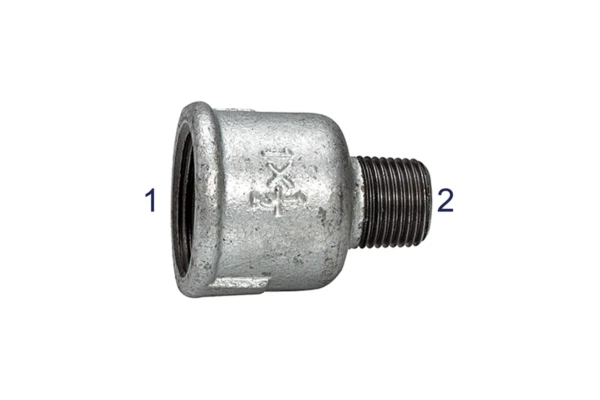 Reduziermuffe 246; IG/AG; Rp 1; R 1/2, schwarzer Temperguss