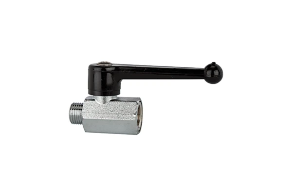 Mini-Kugelhahn; sandgestrahlt, MS vern., Handhebel; G 1/2 IG/AG