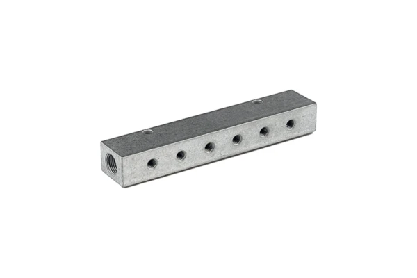 Verteilerleiste; Abgänge einseitig; Eingang 2x3/8; Ausgang 6x1/8
