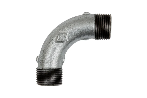 Bogen 3; lang; 90°, AG/AG; R 3/8, schw. Temperguss feuerverz.