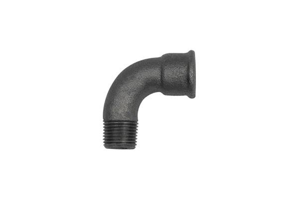Bogen 1a; 90°, kurz; Rp 1 1/2 i.; R 1 1/2 a. Temperguss schwarz