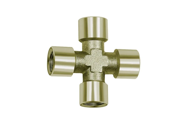 Verteiler; 2fach; R 1/8 AG; Abgänge 2 x G 1/8 IG; Messing vern.