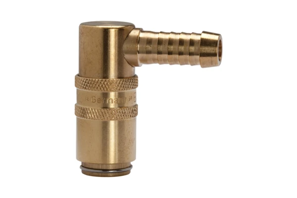 Temperierkupplung DN 6, Zapfen 9 mm, Schlauchtülle 90°