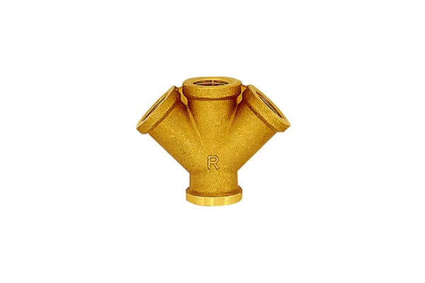Verteiler; 3fach, G 1/2 i., 3 x G 1/2 IG; Messing blank;