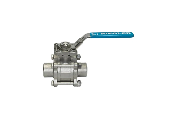 ES-Kugelhahn; 3-tlg., Anschweißenden; f. Rohr-AG-ø 48 mm